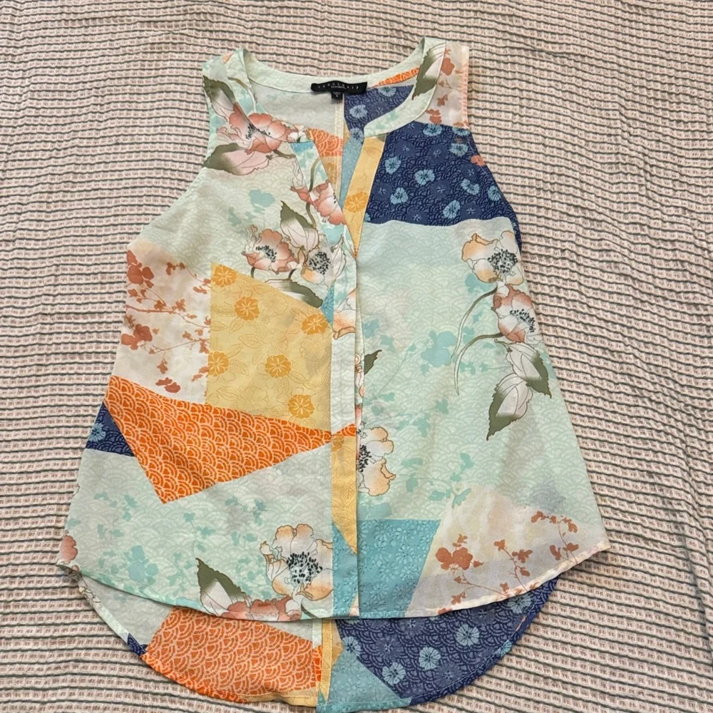 Sanctuary Patchwork Floral Sleeveless Blouse | Size Small | Boho - Picture 1 of 3